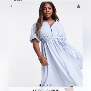 Asos curve dress 14 baby blue new shirtdress puff sleeve plus